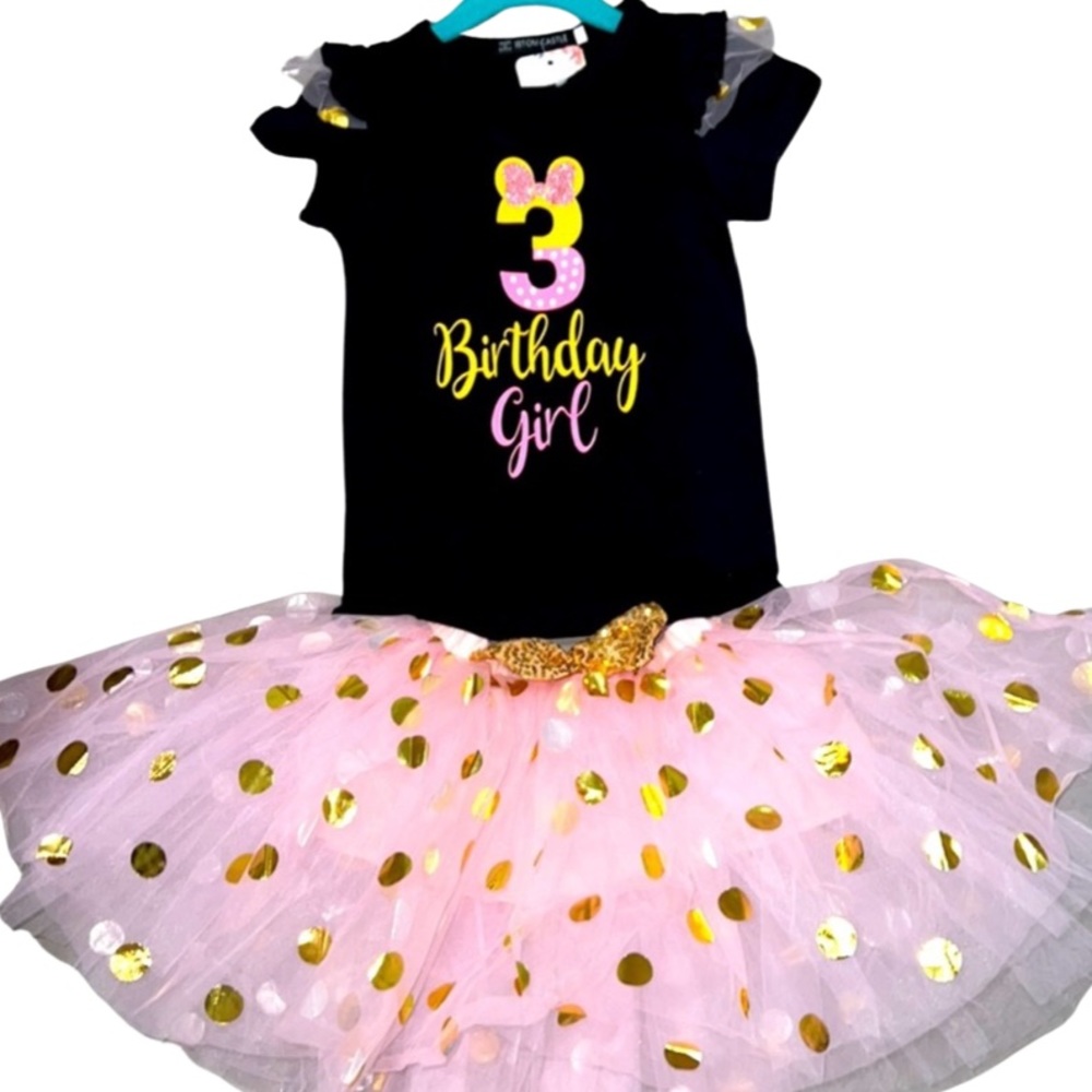 Brand New Minnie Mouse Tutu & Tee 3rd Birthday Set Perfect for Disney or Party